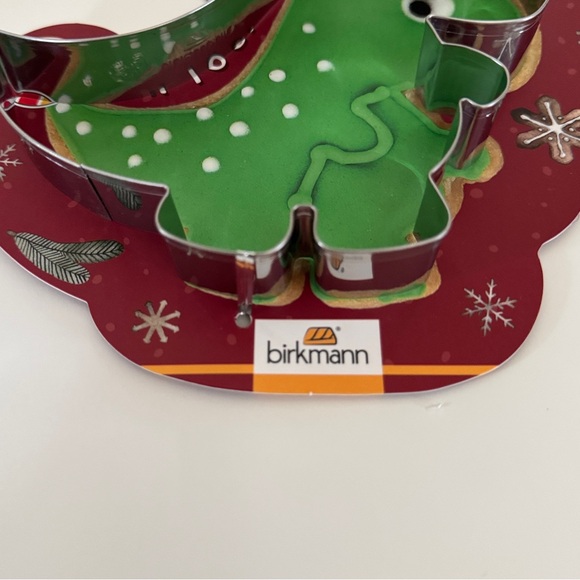 NEW Birkmann Dinosaur Gingerbread Cookie Cutter Dino Santa Hat Holiday Metal - Picture 3 of 5